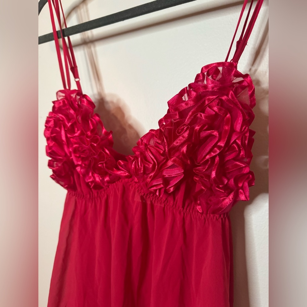 NWT Vintage Victoria’s Secret red ruffle sheer lingerie dress - Picture 3 of 8